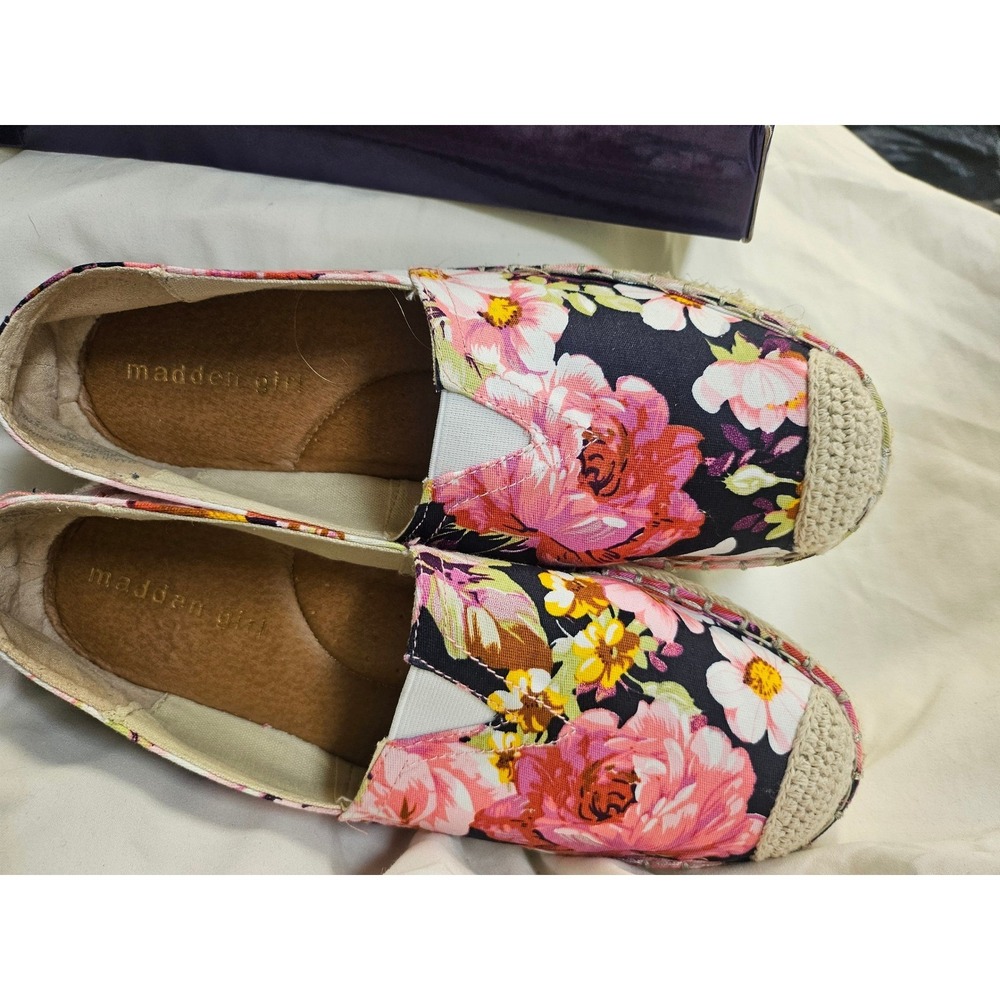 Madden Girl Maaui Floral Espadrille Platform Slip On Shoes Pink Multi Women 9M